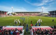 2 May 2014; A general view of Ravenhill Park as the Leinster players make their way out ahead of the game. Celtic League 2013/14, Round 21, Ulster v Leinster. Ravenhill Park, Belfast, Co. Antrim. Picture credit: Stephen McCarthy / SPORTSFILE