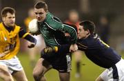 25 February 2006; James McGovern, QUB, in action against DCU goalkeeper Stephen Cluxton. Datapac Sigerson Cup Final, Queens University, Belfast v Dublin City University, Parnell Park, Dublin. Picture credit: Damien Eagers / SPORTSFILE