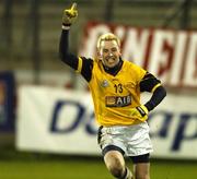 25 February 2006; Conor Mortimer, DCU, celebrates the final point of the match. Datapac Sigerson Cup Final, Queens University, Belfast v Dublin City University, Parnell Park, Dublin. Picture credit: Damien Eagers / SPORTSFILE