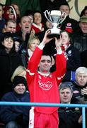 26 February 2006; Tyrone captain Ryan McMenamin holds aloft the Dr. McKenna cup. McKenna Cup Final, Tyrone v Monaghan, Casement Park, Beflast. Picture credit: Oliver McVeigh / SPORTSFILE
