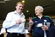 27 February 2006; Steve Staunton, Republic of Ireland manager with Sir Bobby Robson, International Football Consultant, Republic of Ireland, before a press conference. Portmarnock Hotel and Golf Links, Portmarnock, Dublin. Picture credit: David Maher / SPORTSFILE