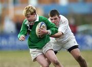 27 February 2006; David Layden, Gonzaga, is tackled by James Molloy, Presentation Bray. Leinster Schools Junior Cup, Quarter-Final, Presentation Bray v Gonzaga, Donnybrook, Dublin. Picture credit; Damien Eagers / SPORTSFILE