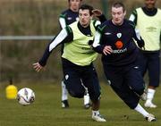 27 February 2006; Stephen Elliott, Republic of Ireland, in action against his team-mate Liam Miller during squad training. Malahide FC, Malahide, Dublin. Picture credit: David Maher / SPORTSFILE