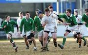 27 February 2006; John Breslin, Presentation Bray, is tackled by Neil Dillon, right, Gonzaga. Leinster Schools Junior Cup, Quarter-Final, Presentation Bray v Gonzaga, Donnybrook, Dublin. Picture credit; Damien Eagers / SPORTSFILE
