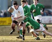 27 February 2006; Brian Maher, Presentation Bray, is tackled by Daniel McEvoy, Gonzaga. Leinster Schools Junior Cup, Quarter-Final, Presentation Bray v Gonzaga, Donnybrook, Dublin. Picture credit; Damien Eagers / SPORTSFILE
