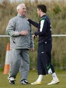 27 February 2006; Robbie Keane, Republic of Ireland, with Mick Byrne, staff, during squad training. Malahide FC, Malahide, Dublin. Picture credit: David Maher / SPORTSFILE