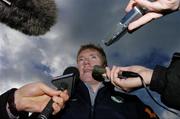 27 February 2006; Republic of Ireland manager Steve Staunton answers questions during a press conference at the end of squad training. Malahide FC, Malahide, Dublin. Picture credit: David Maher / SPORTSFILE