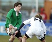 27 February 2006; Godfey Greene, Gonzaga, is tackled by Eoghan Wogan, Presentation Bray. Leinster Schools Junior Cup, Quarter-Final, Presentation Bray v Gonzaga, Donnybrook, Dublin. Picture credit; Damien Eagers / SPORTSFILE