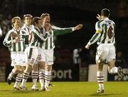 27 February 2006; Denis Behan, Cork City, second from right, celebrates with team-mates after scoring his side's opening goal. Setanta Cup, Group 1, Cork City v Drogheda United, Turners Cross, Cork. Picture credit: Pat Murphy / SPORTSFILE