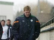 28 February 2006; The Republic of Ireland manager Steve Staunton during a snow shower after squad training. Lansdowne Road, Dublin. Picture credit: David Maher / SPORTSFILE