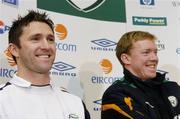 28 February 2006; Robbie Keane who was introduced as the new Republic of Ireland captain with manager Steve Staunton during a press conference. Lansdowne Road, Dublin. Picture credit: David Maher / SPORTSFILE