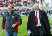 2 May 2014; David Humphreys, Director of Rugby, Ulster and Shane Logan, Chief Executive, Ulster Rugby. Celtic League 2013/14, Round 21, Ulster v Leinster, Ravenhill Park, Belfast, Co. Antrim. Picture credit: Oliver McVeigh / SPORTSFILE