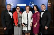 3 May 2014; Jim Dowling, Aoife Dowling, Cepta Dowling, Caroline Chambers and Darragh Dowling, from Suttonians Rugby Club in attendance at the Leinster Rugby Awards Ball. The annual Leinster Rugby Awards Ball took place in the Mansion House, Saturday evening. Risteard Cooper was the Master of Ceremonies on a great night which also acknowledged the outstanding contributions of Leo Cullen and Brian O’Driscoll as they retire at the end of the season. For a full list of award winners and more information log on to www.leinsterrugby.ie. Picture credit: Stephen McCarthy / SPORTSFILE