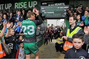 3 May 2014; Gavin Duffy  Connacht, salutes the crowd after playing his last home match for Connacht. Celtic League 2013/14 Round 21, Connacht v Cardiff Blues, Sportsground, Galway. Picture credit: Ray Ryan / SPORTSFILE