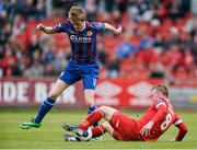 3 May 2014; Chris Forrester, St. Patrick's Athletic , in action against  Dave Cawley, Sligo Rovers. Airtricity League Premier Division, Sligo Rovers v St Patrick's Athletic, The Showgrounds, Sligo. Picture credit: Oliver McVeigh / SPORTSFILE