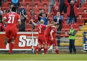 3 May 2014; John Russell, Sligo Rovers, right, celebrates with Paul O'Conor, after scoring their side's first goal. Airtricity League Premier Division, Sligo Rovers v St Patrick's Athletic, The Showgrounds, Sligo. Picture credit: Oliver McVeigh / SPORTSFILE