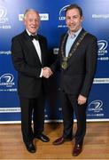 3 May 2014; Leinster branch President Paul Deering and Lord Mayor of Dublin Oisín Quinn in attendance at the Leinster Rugby Awards Ball. The annual Leinster Rugby Awards Ball took place in the Mansion House, Saturday evening. Risteard Cooper was the Master of Ceremonies on a great night which also acknowledged the outstanding contributions of Leo Cullen and Brian O’Driscoll as they retire at the end of the season. For a full list of award winners and more information log on to www.leinsterrugby.ie. Picture credit: Stephen McCarthy / SPORTSFILE
