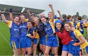3 May 2014; Roscommon players celebrate victory. TESCO Ladies National Football League Division 4 Final, Antrim v Roscommon, O'Connor Park, Tullamore, Co. Offaly. Picture credit: Ray McManus / SPORTSFILE