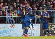 3 May 2014; Ian Bermingham, St. Patrick's Athletic, celebrates with the St. Patrick's Athletic's substitutes after scoring his side's first goal. Airtricity League Premier Division, Sligo Rovers v St Patrick's Athletic, The Showgrounds, Sligo. Picture credit: Oliver McVeigh / SPORTSFILE