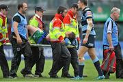 3 May 2014; Jason Harris-Wright, Connacht, is forced to leave the field by stretcher. Celtic League 2013/14 Round 21, Connacht v Cardiff Blues, Sportsground, Galway. Picture credit: Ray Ryan / SPORTSFILE