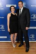 3 May 2014; Leinster forwards coach Jono Gibbes and his wife Marina at the Leinster Rugby Awards Ball. The annual Leinster Rugby Awards Ball Awards Ball took place in the Mansion House, Saturday evening where Jack McGrath was awarded the Bank of Ireland Leinster Rugby Players' Player of the Year and Marty Moore was awarded the Best Menswear Young Player of the Year award. Risteard Cooper was the Master of Ceremonies on a great night which also acknowledged the outstanding contributions of Leo Cullen and Brian O’Driscoll as they retire at the end of the season. For a full list of award winners and more information log on to www.leinsterrugby.ie. Picture credit: Stephen McCarthy / SPORTSFILE
