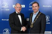 3 May 2014; Leinster Branch President Paul Deering and Lord Mayor of Dublin Oisín Quinn at the Leinster Rugby Awards Ball. The annual Leinster Rugby Awards Ball Awards Ball took place in the Mansion House, Saturday evening where Jack McGrath was awarded the Bank of Ireland Leinster Rugby Players' Player of the Year and Marty Moore was awarded the Best Menswear Young Player of the Year award. Risteard Cooper was the Master of Ceremonies on a great night which also acknowledged the outstanding contributions of Leo Cullen and Brian O’Driscoll as they retire at the end of the season. For a full list of award winners and more information log on to www.leinsterrugby.ie. Picture credit: Stephen McCarthy / SPORTSFILE