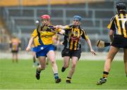 4 May 2014; Deirdre Murphy, Clare, in action against Ann Dalton, Kilkenny. Irish Daily Star National Camogie League Div 1 Final, Kilkenny v Clare, Semple Stadium, Thurles, Co. Tipperary.  Picture credit: Ray McManus / SPORTSFILE