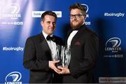 3 May 2014; Portarlington RFC Club Captain James Hyland accepts the Irish Independent Pro of the Year award, for the absent Barry Lambkin, from Geoff Lyons, Marketing Director, Irish Independent, at the Leinster Rugby Awards Ball. The annual Leinster Rugby Awards Ball Awards Ball took place in the Mansion House, Saturday evening where Jack McGrath was awarded the Bank of Ireland Leinster Rugby Players' Player of the Year and Marty Moore was awarded the Best Menswear Young Player of the Year award. Risteard Cooper was the Master of Ceremonies on a great night which also acknowledged the outstanding contributions of Leo Cullen and Brian O’Driscoll as they retire at the end of the season. For a full list of award winners and more information log on to www.leinsterrugby.ie. Picture credit: Stephen McCarthy / SPORTSFILE