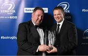 3 May 2014; Scott Ennis, Navan RFC Youths Coordinator, is presented with the Deep Riverrock Youths Section of the Year award by Robert Crabbe, Sponsorship Manager, Coca-Cola, at the Leinster Rugby Awards Ball. The annual Leinster Rugby Awards Ball Awards Ball took place in the Mansion House, Saturday evening where Jack McGrath was awarded the Bank of Ireland Leinster Rugby Players' Player of the Year and Marty Moore was awarded the Best Menswear Young Player of the Year award. Risteard Cooper was the Master of Ceremonies on a great night which also acknowledged the outstanding contributions of Leo Cullen and Brian O’Driscoll as they retire at the end of the season. For a full list of award winners and more information log on to www.leinsterrugby.ie. Picture credit: Stephen McCarthy / SPORTSFILE