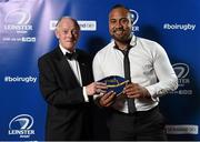 3 May 2014; Leo Auva’a is presented with a cap as a farewell present on behalf of Leinster Rugby from Leinster President Paul Deering at the Leinster Rugby Awards Ball. The annual Leinster Rugby Awards Ball Awards Ball took place in the Mansion House, Saturday evening where Jack McGrath was awarded the Bank of Ireland Leinster Rugby Players' Player of the Year and Marty Moore was awarded the Best Menswear Young Player of the Year award. Risteard Cooper was the Master of Ceremonies on a great night which also acknowledged the outstanding contributions of Leo Cullen and Brian O’Driscoll as they retire at the end of the season. For a full list of award winners and more information log on to www.leinsterrugby.ie. Picture credit: Stephen McCarthy / SPORTSFILE