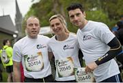 4 May 2014; Pictured are, from left to right, Seamus Moynihan, Siobhan Fleming and Bernard Brogan before the Wings For Life World Run. Participants in Killarney joined thousands more in 31 other countries at exactly the same time in the unique running race, all in aid of spinal cord injury research. Killarney, Co. Kerry. Picture credit: Sebastian Marko / SPORTSFILE