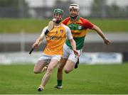 4 May 2014; Darren Hamill, Antrim, in action against Jack Kavanagh, Carlow. GAA All-Ireland Senior Hurling Championship Qualifier Group - Round 2, Carlow v Antrim, Dr. Cullen Park, Carlow. Picture credit: Barry Cregg / SPORTSFILE