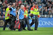 3 May 2014; Jason Harris-Wright, Connacht, is carried off the pitch in a streacher after sustaining an injury during the game. Celtic League 2013/14 Round 21, Connacht v Cardiff Blues, Sportsground, Galway. Picture credit: Ray Ryan / SPORTSFILE