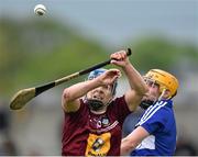 4 May 2014; Robbie Greville, Westmeath, in action against Conor Dunne, Laois. GAA All-Ireland Senior Hurling Championship Qualifier Group - Round 2, Westmeath v Laois, Cusack Park, Mullingar, Co. Westmeath. Picture credit: David Maher / SPORTSFILE