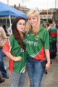 4 May 2014; Mayo supporters Jenny Duffy, from Wexford, left, and Coleen Gill, from Claremorris, Co. Mayo, ahead of the game. Connacht GAA Football Senior Championship Preliminary Round, New York v Mayo, Gaelic Park, Bronx, New York, USA. Picture credit: Pat Murphy / SPORTSFILE