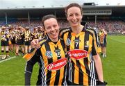 4 May 2014; Kilkenny players Aoife Neary and Elaine Aylward celebrate victory. Irish Daily Star National Camogie League Div 1 Final, Kilkenny v Clare, Semple Stadium, Thurles, Co. Tipperary. Picture credit: Ray McManus / SPORTSFILE