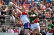 4 May 2014; Paul O'Connor, New York, in action against Jason Doherty, Mayo. Connacht GAA Football Senior Championship Preliminary Round, New York v Mayo, Gaelic Park, Bronx, New York, USA. Picture credit: Pat Murphy / SPORTSFILE