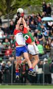 4 May 2014; Tom Parsons, Mayo, in action against Ross Wherity, New York. Connacht GAA Football Senior Championship Preliminary Round, New York v Mayo, Gaelic Park, Bronx, New York, USA. Picture credit: Pat Murphy / SPORTSFILE