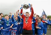 5 May 2014; Nenagh AFC captain Cillian Fitzpatrick lifts the FAI Umbro Youth Cup as his team-mates celebrate. FAI Umbro Youth Cup Final, Evergreen FC v Nenagh AFC, The Prince Grounds, Castlecomer, Kilkenny. Picture credit: Matt Browne / SPORTSFILE