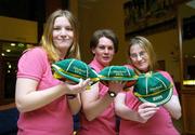 24 February 2006; Olwyn Butler, left, Wendy Quinn, and Bridget O'Reilly, all members of the Special Olympics Women's 7 aside Team, European Runners Up 2005, who was presented with an International cap as a result of her participation in the Football For All (FFA) Programme. Great Southern Hotel, Dublin Airport, Dublin. Picture credit: Pat Murphy / SPORTSFILE