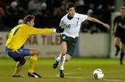 28 February 2006; Michael Timlin, Republic of Ireland U21, in action against Andreas Granqvist, Sweden U21. U21 International Friendly, Republic of Ireland U21 v Sweden U21, United Park, Drogheda, Co. Louth. Picture credit: Brian Lawless / SPORTSFILE