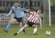 28 February 2006; Stephen O'Flynn, Derry City, in action against Colin Hawkins, Shelbourne. Setanta Cup, Group 2, Derry City v Shelbourne, Brandywell, Derry. Picture credit: Damien Eagers / SPORTSFILE