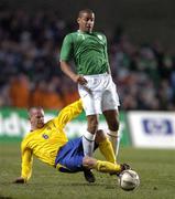 1 March 2006; Steven Reid, Republic of Ireland, in action against Tobias Linderoth, Sweden. International Friendly, Republic of Ireland v Sweden, Lansdowne Road, Dublin. Picture credit: Pat Murphy / SPORTSFILE