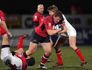 3 March 2006; Stephen Keogh, Munster, is tackled by David Humphreys, left, and Paul Steinmetz, Ulster. Celtic League 2005-2006, Ulster v Munster, Ravenhill, Beflast. Picture credit: Oliver McVeigh / SPORTSFILE