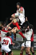 3 March 2006; Ulster's Justin Harrison takes the ball in a lineout. Celtic League 2005-2006, Ulster v Munster, Ravenhill, Beflast. Picture credit: Oliver McVeigh / SPORTSFILE