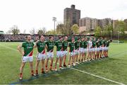 4 May 2014; The Mayo team during the national anthems. Connacht GAA Football Senior Championship Preliminary Round, New York v Mayo, Gaelic Park, Bronx, New York, USA. Picture credit: Pat Murphy / SPORTSFILE