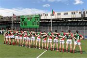 4 May 2014; The Mayo team during the national anthems. Connacht GAA Football Senior Championship Preliminary Round, New York v Mayo, Gaelic Park, Bronx, New York, USA. Picture credit: Pat Murphy / SPORTSFILE