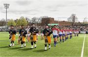 4 May 2014; The Mayo and New York teams during the pre-match parade. Connacht GAA Football Senior Championship Preliminary Round, New York v Mayo, Gaelic Park, Bronx, New York, USA. Picture credit: Pat Murphy / SPORTSFILE