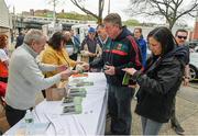 4 May 2014; Patrons purchase match programmes outside Gaelic Park before the game. Connacht GAA Football Senior Championship Preliminary Round, New York v Mayo, Gaelic Park, Bronx, New York, USA. Picture credit: Pat Murphy / SPORTSFILE