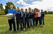 6 May 2014; Senior footballers, from left to right, James McCarthy, Dublin, Ross Munnelly, Ben Brosnan, Wexford, Laois, Leighton Glynn, Wicklow, Eoin Doyle, Kildare, Alan Mulhall, Offaly, Shane Lennon, Louth, Patrick Collum, Longford, and Conor Gillespie, Meath, in attendance at the Launch of the Leinster Senior Championships 2014. Farmleigh House, Dublin. Picture credit: Barry Cregg / SPORTSFILE